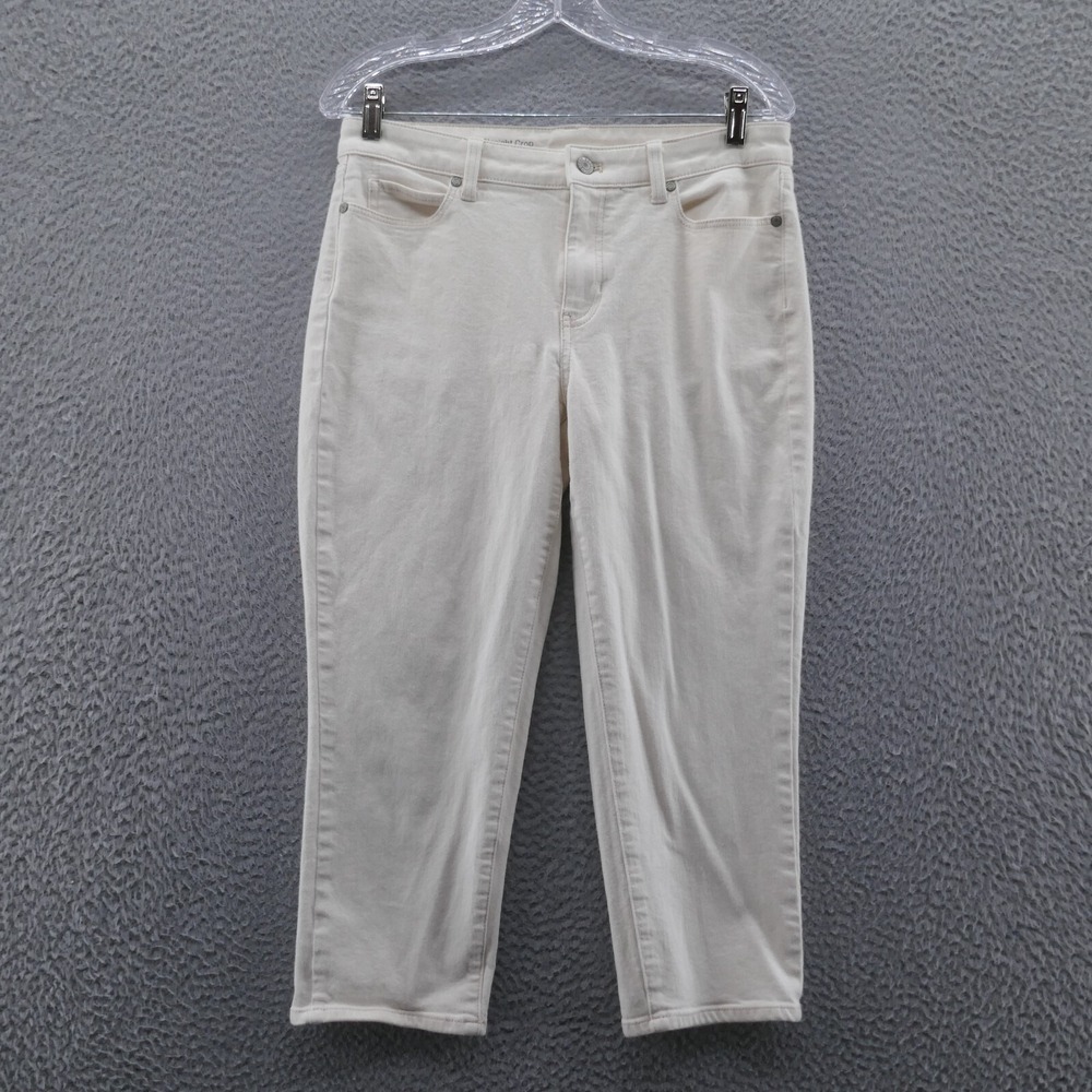 Talbots Straight Crop Curvy Jeans Cream Off White Size 8P Petite Cotton Blend